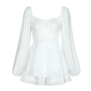 Women Jumpsuit Short Puff Sleeve Fashion Ruffle Shorts