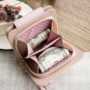 Cute Cat Ears Leather Short Tassel Women Wallet Small Day Clutch Trifold Female Purse ID Coin Card Holder Mini Bag
