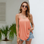 Women's Summer Vest Pleated Spaghetti Strap Tank Top