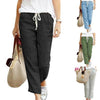 Drawstring elastic waist cotton and linen pants