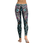 NADANBAO Leggings Women Cool Owl Digital Print Flower Fitness Workout Leggins Slim Elastic Plus Size Pant Legins