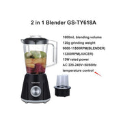 Global Star 1.5 Litres 2 In 1 Heavy Duty Unbreakable Jar Juice Blender GS-TY618A - /white (1YRS WRNTY)