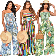 Women's Design Sense Painted Print Tube Top Jumpsuit