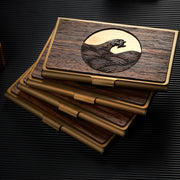 Custom Lettering Creative Stainless Steel Wooden Business Card Case