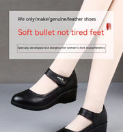 Soft Bottom Leather Shoes Non-slip Wedge Middle-aged And Elderly Pumps