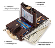 Multi-card leather men's retro RFID wallet