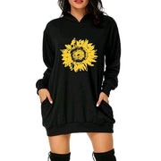 Christmas printed mid-length pocket hooded long-sleeved sweater