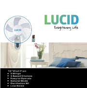 Lucid Wall Fan with Remote | FW40-801R
