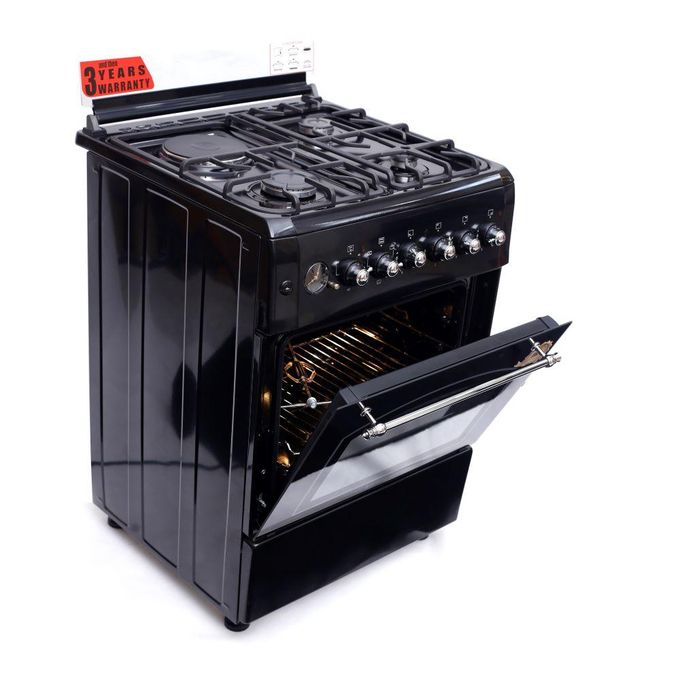 BlueFlame 60x60cm 3 Gas 1 Electric Rustic Cooker T6031ERF Black