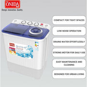 Onida Plus 5kg Twin Tub Washing Machine - White.