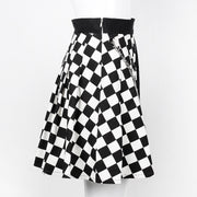 Pleated lattice stitching skirt women