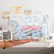 Girls Simple Japanese Large-capacity Storage Bag Transparent Pencil Case