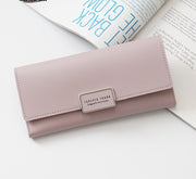 Women's wallet Korean version of the three fold long buckle clasp bag multi-card position pu leather wallet