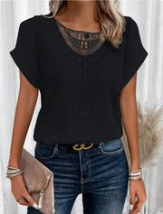 Summer Hollow Out Short-sleeved T-shirt Women's Clothing