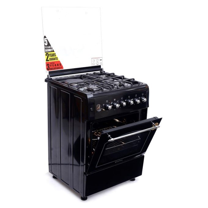 BlueFlame 60x60cm 3 Gas 1 Electric Rustic Cooker T6031ERF Black