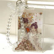 Crystal Butterfly Keychain Slide Cover Transparent Acrylic Card Holder