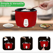 SPJ 2.2 Liter Electric Rice Cooker With Steamer, Stainless Steel Lid, Non-Stick Aluminium Inner Pot, Automatic Keep Warm Function- Red
