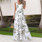 Sleeveless Belt Irregular Cake Maxi Dress