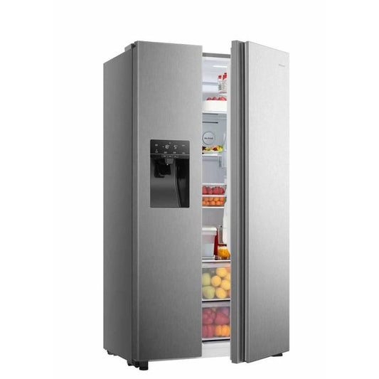 Hisense 700L Side By Side Refrigerator PO-700WC, Total No Frost, Water Dispenser, Ice Maker, Ice Cube Dispenser – Silver