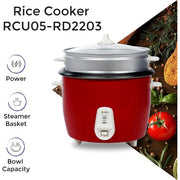 SPJ 2.2 Liter Electric Rice Cooker With Steamer, Stainless Steel Lid, Non-Stick Aluminium Inner Pot, Automatic Keep Warm Function- Red