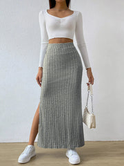 Slit Long Sheath Skirt Women's High Elastic