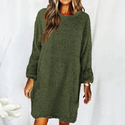 Loose Long-sleeved Plush Sweater Dress