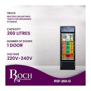 Roch 260L Beverage Cooler Chiller Showcase Freezer/Refrigerator-Black.