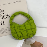 Women's Fashionable Pleated Puff Cloud Plaid Handbag