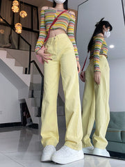 Women's Fashionable All-match Retro Straight Loose Jeans