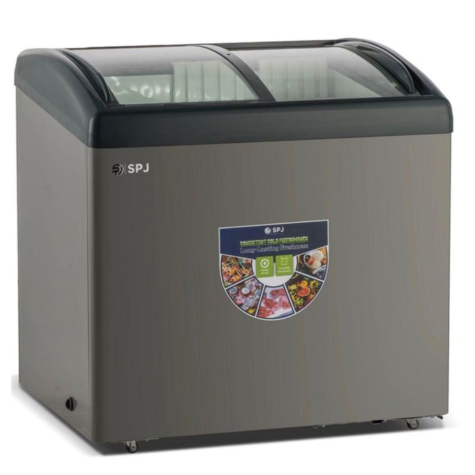 SPJ 365L Large Capacity Ice Cream & Display Deep Freezer / Showcase Model - Grey