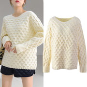 Cable Pullover Sweater Women's Clothing