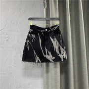 Summer High Waist Slim Personalized Pattern Denim Skirt