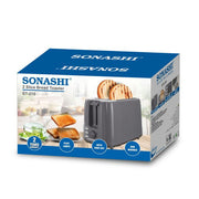 Sonashi 2 Slice Bread Toaster With Crumb Tray, Defrost & Adjustable Browning Control - ST-210 - Grey