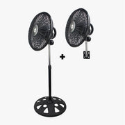 SPJ Set Of 2 Adjustable 18" Convertible Stand Or Wall-Mounted Design Fan - Black