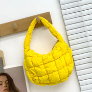 Women's Fashionable Pleated Puff Cloud Plaid Handbag