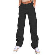 Slim-fit High Waist Elastic Waist Multi-pocket Women's Overalls