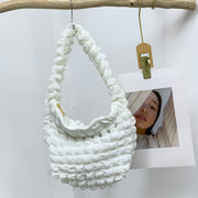 Women's Fashion Casual Solid Color Pleated Clouds Underarm Bag