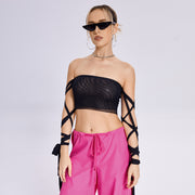 Womens Elastic Cross Arm Solid Color Straps Tank Top Casual Summer Ladies Slim Top