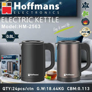Hoffmans HM-2563 Compact Electric Kettle 0.8L, 800W Fast Boil with Double-Wall Stainless Steel Design - Black/Bronze