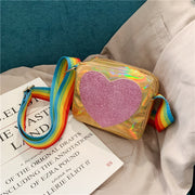 Peach heart laser baby shoulder bag