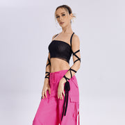 Womens Elastic Cross Arm Solid Color Straps Tank Top Casual Summer Ladies Slim Top