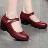 Soft Bottom Leather Shoes Non-slip Wedge Middle-aged And Elderly Pumps