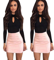 Black Cutout Long Sleeve Slim Sexy Solid Color Jumpsuit