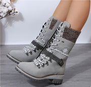 Plus Size Boots Women's Outer Wear Cloth Square Heel Side Zipper