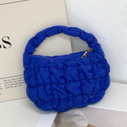 Women's Fashionable Pleated Puff Cloud Plaid Handbag