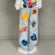 Loose hip-hop five-pointed star jeans