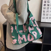Letter Printed Knit Bag Fashion Shopping Shoulder Bag Large Capacity Handbag