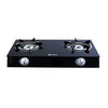 SPJ Double Burner Glass Gas Stove With Auto Ignition - Black