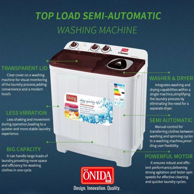 Onida Plus 7.5Kg Twin Tub Washing Machine - White