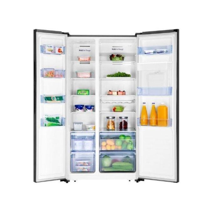 Hisense 670L Elegant Side By Side Refrigerator With Water Dispenser - Black